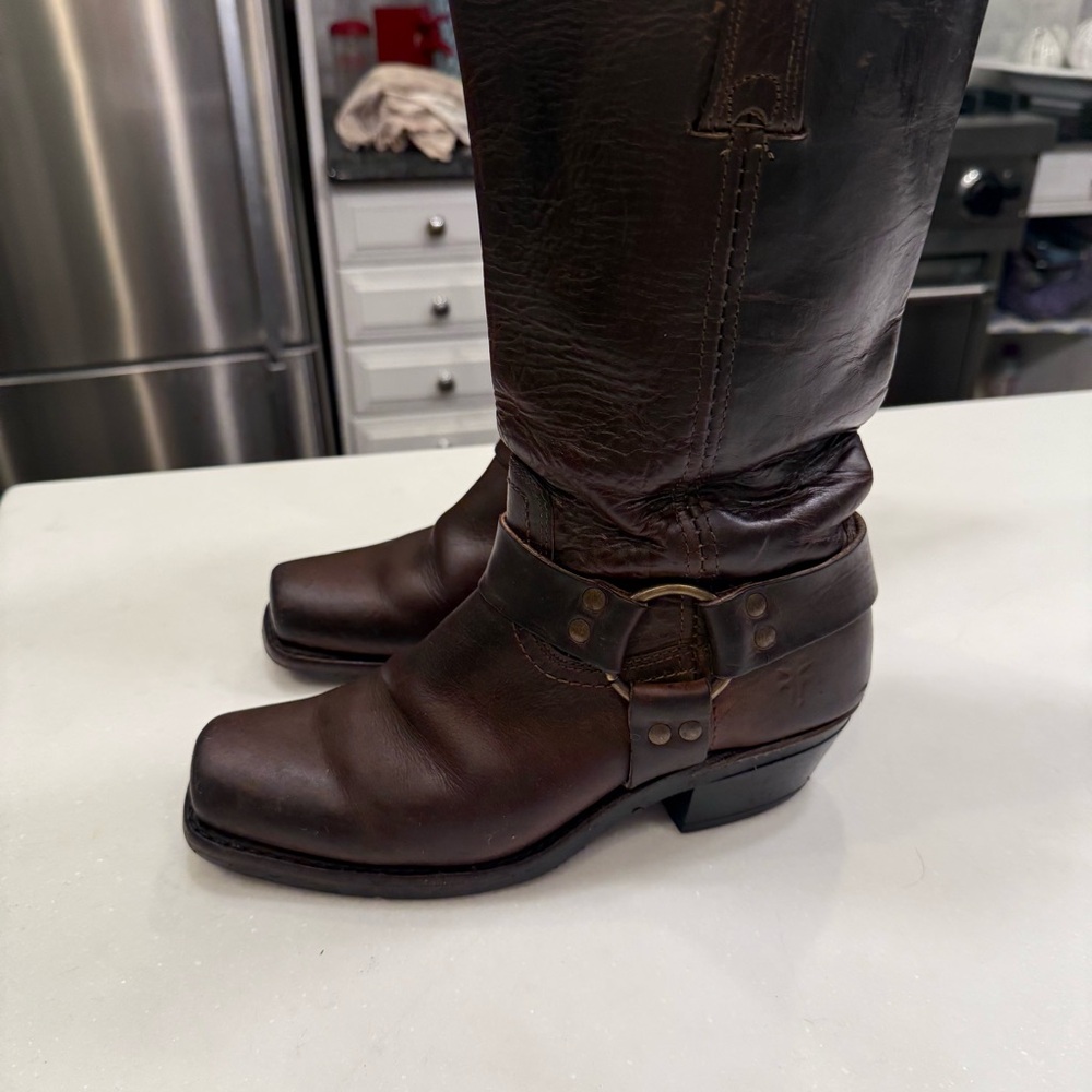 Frye Brown Leather Combat Boots - Picture 5 of 13